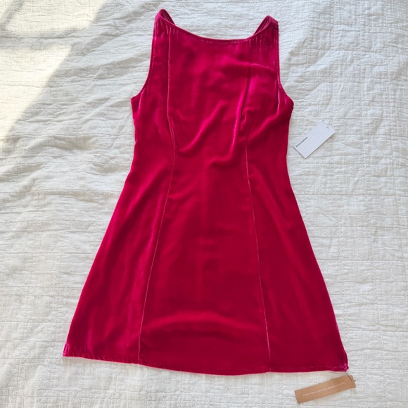 Reformation Dresses & Skirts - Reformation Brisbane Velvet Dress in Rhubarb Mini Cocktail Pink 6 NWT